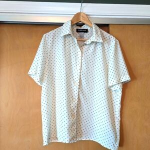 90s vintage green polka dot button up